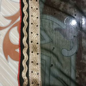 Black Colour Zardozi Work Party Wear Saree With Be