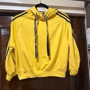 Koovs Yellow Hooded Sweatshirt