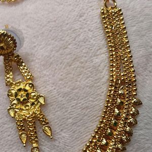 Gold Plated Necklace With Earrings