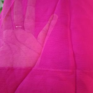 Fushia Pink Pure Chiffon Saree