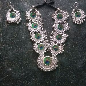 Peacock Feather Design Jewellery Set