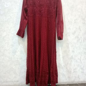 Chickankari Anarkali Kurta Set