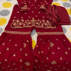 Women Sharara Red