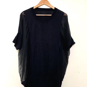 Black Transparent & Opaque Oversized Top