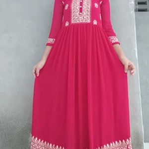 Lucknowi Work Chiffon Gown