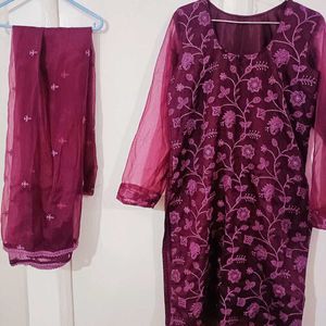 Beautiful Organza Kurta With Dupatta