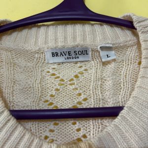 BRAVE SOUL knitted Pullover With Ribbed Hems SizeL