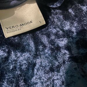 Vero Moda Women Navy Blue Bodycon Velvet Dress