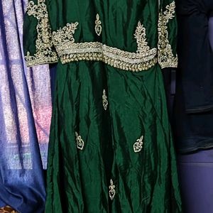 full length gown green colour ful