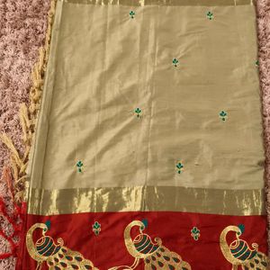 embroider With Peacock Border Saree