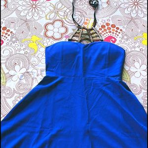 Blue Gold Off shoulder Dress