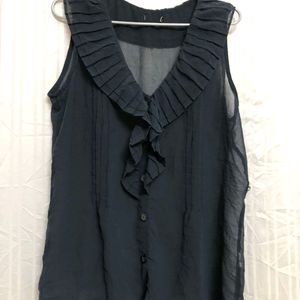 Blue Sleeveless Shirt Top