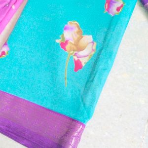 Crepe  Dola With Big Pattu Barder Saree