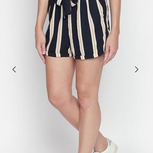 Navy Stripe Tie Up Shorts