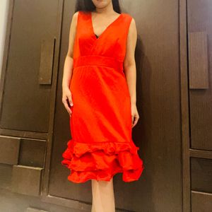 Red Beautiful Designer Frill Dress