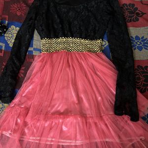 Dress For Women - Pink & Black