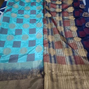 Banarasi Silk Saree With Check Printed