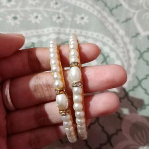 White Artificial Pearl Bangles