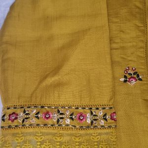 Beautiful Yellow Suit With Organza Dupatta