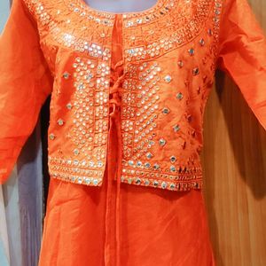 Mirror Work Orange Kurta🌸💕