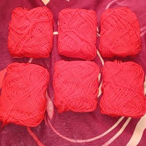Set Of Six Red Wool