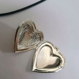 Big Silver Heart  Engraved Opening Photo Pendant