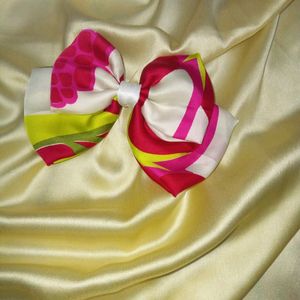 Printed Satin Bow Clip