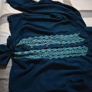 Navy Blue Fashionable Top With Embroidery