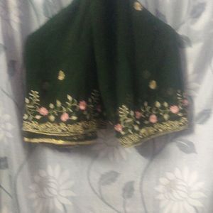 Green Frock With Multi Colour Design