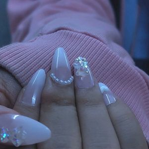 Aesthetic Nail Extension With Charms