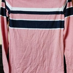 Striped Polo Neck Women Tshirt