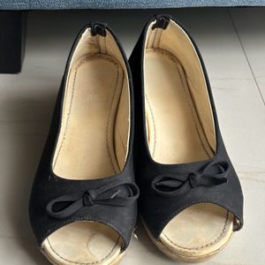 Black Peep Toe Wedges