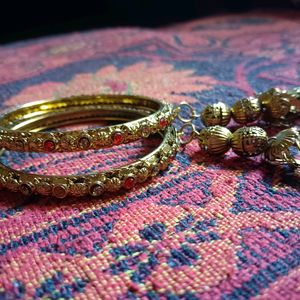 Golden Beautiful Bangles With Ghunghroo