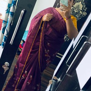 Beautiful Flower Work Saree💜