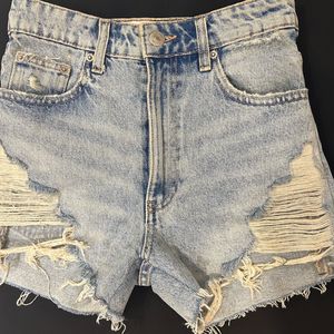 High Waisted Ripped Denim Shorts