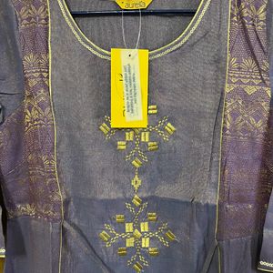 Purple Kurta With Golden Thread Work