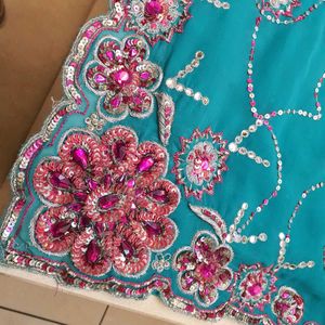 🔥💙 Beautiful Chiffon Wedding Wear Saree 💙🔥