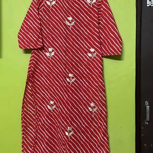 Striped Orange Kurta Ladies