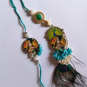 Radha -Krishna Design Rakhi and lumba set