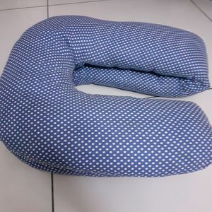 C Shape Pillow For Pregnancy, Feeding Polka Blue
