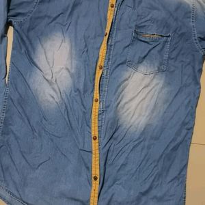 Denim XXL Men Shirt With White Sheds