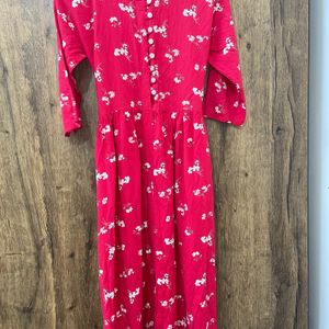 Gorgeous Red Floral A-line Dress