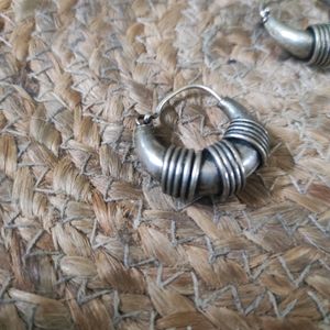 Pure Silver Antique Hoops