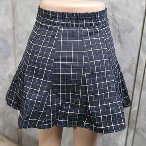 Black & White Yarn Dyed Check Tennis Skirt