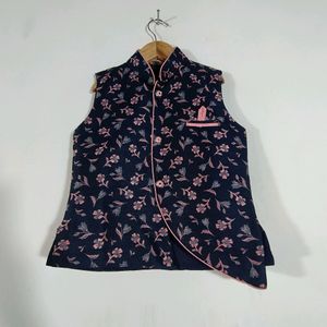 Navy Blue Floral Print Ethnic Dress (Boy's)