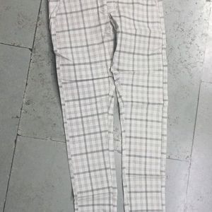 Off White Checked Formal Trouser