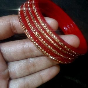 Red With Golden Stone Bangal