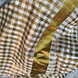 Kerala Cotton Cream With Gold  Sari Checks Saree