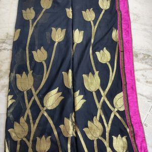 Pure Georgette Saree With Lace Border