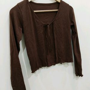 Brown  Knitted Shrug For Women Size M